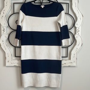 GAP Navy and White Striped Midi Dress